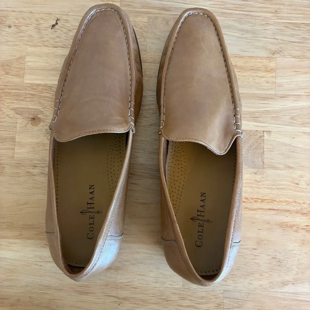 Cole Haan Loafers Mens 11.5 Tan Leather Grant Moc Toe Slip On Hampton Shoes